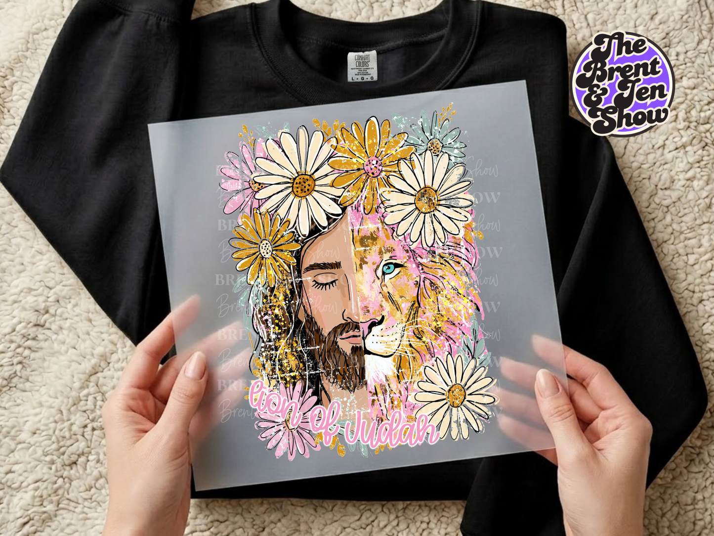 Lion of Judah Daisy Floral DTF/Sublimation Transfer, Ready to Press