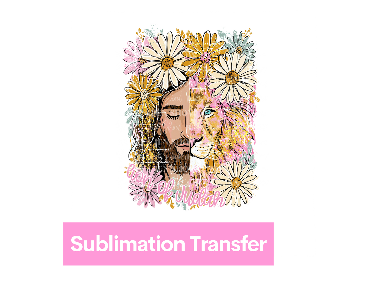 Lion of Judah Daisy Floral DTF/Sublimation Transfer, Ready to Press