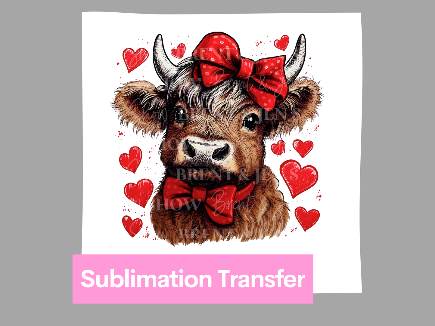 Cow Heart Transfer DTF/Sublimation