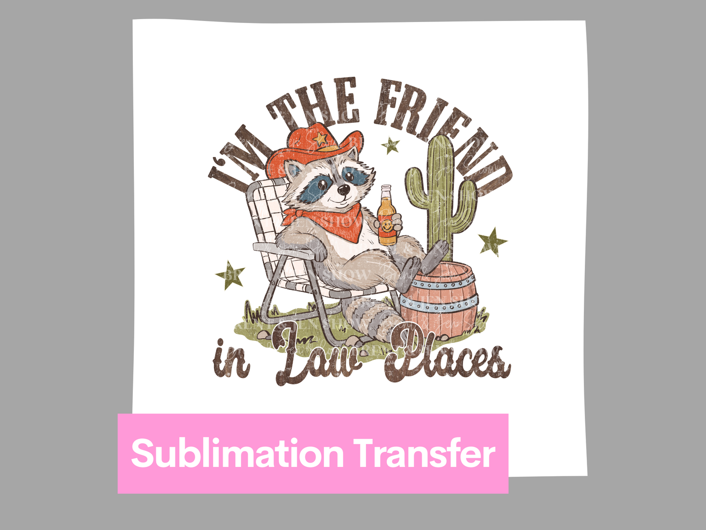 Funny Cowboy Raccoon Friend In Low Places DTF or Sublimation Transfer Ready to Press,