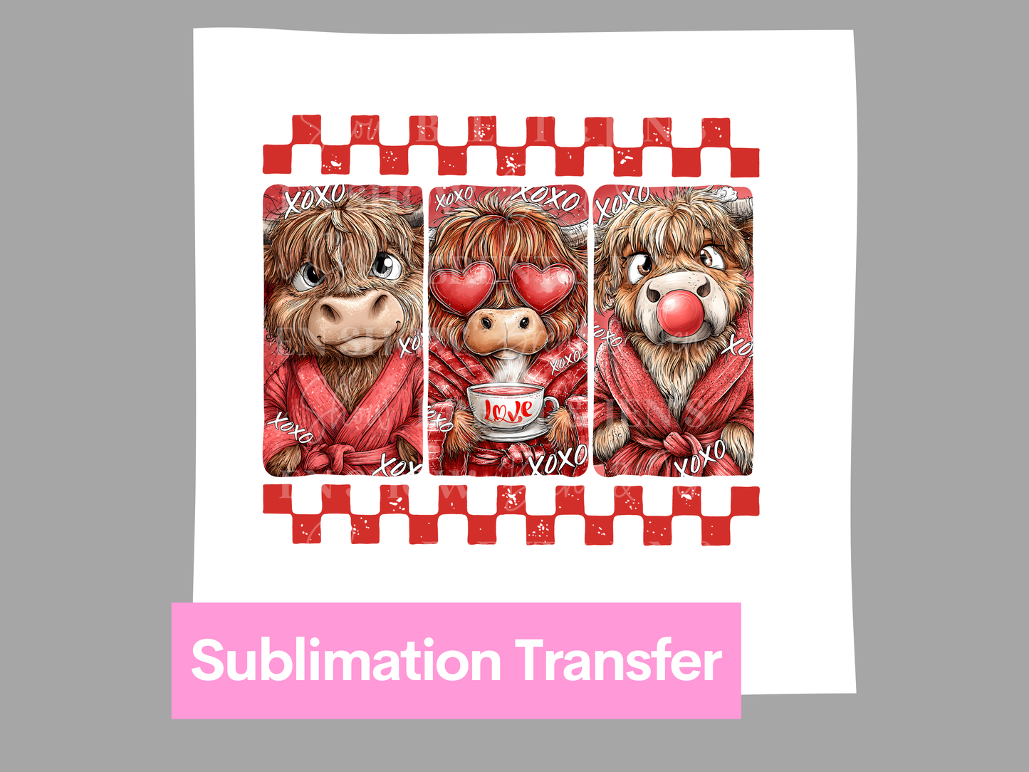 Highland Cow Valentine Transfer DTF/Sublimation
