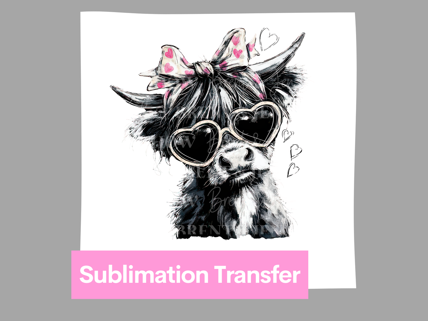 Cute Highland Cow Transfer DTF/Sublimation