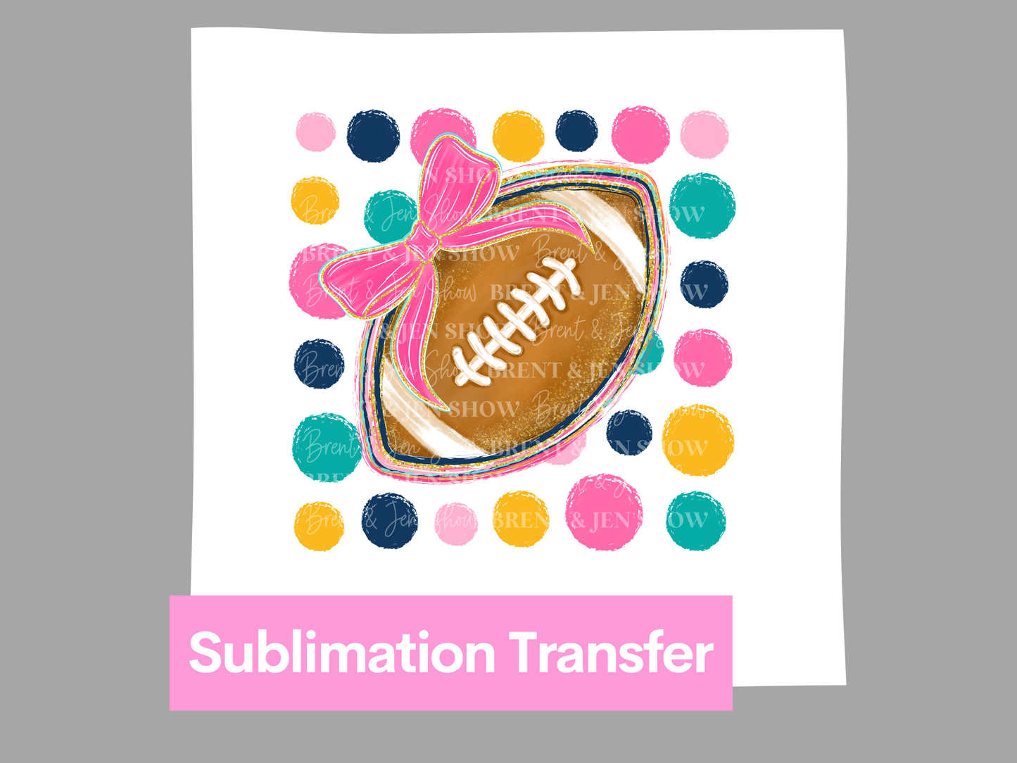 Polka dot Football Bow DTF/Sublimation Transfer, Ready to Press
