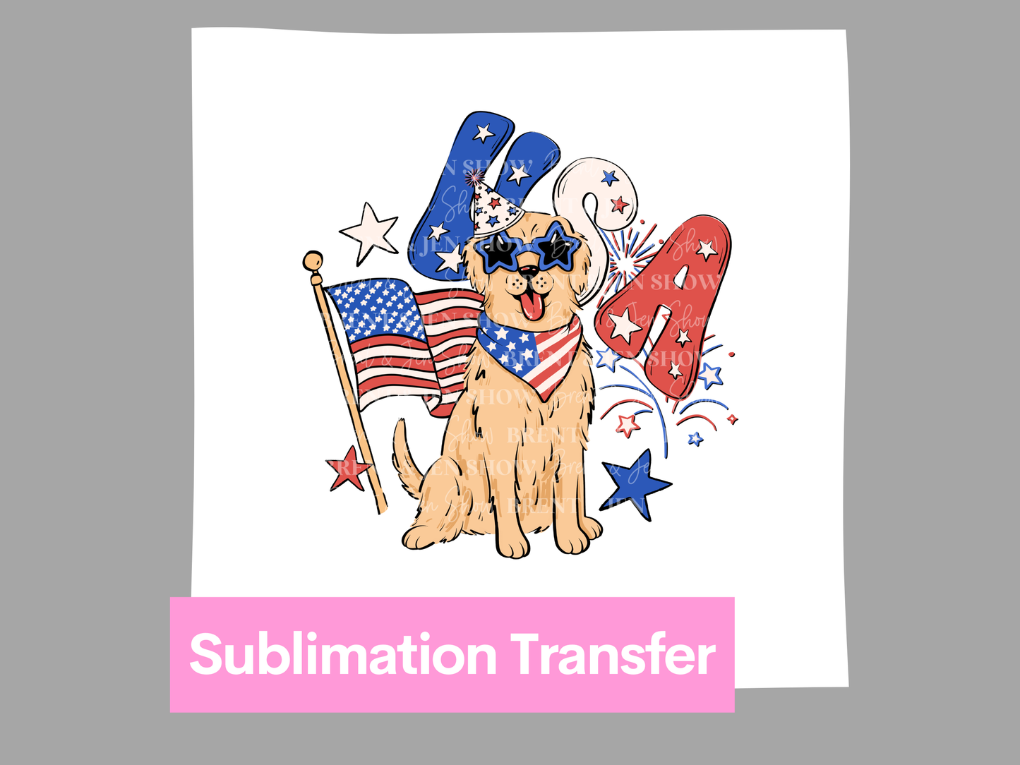 4th of July Star Sunglasses Dog DTF or Sublimation Transfer