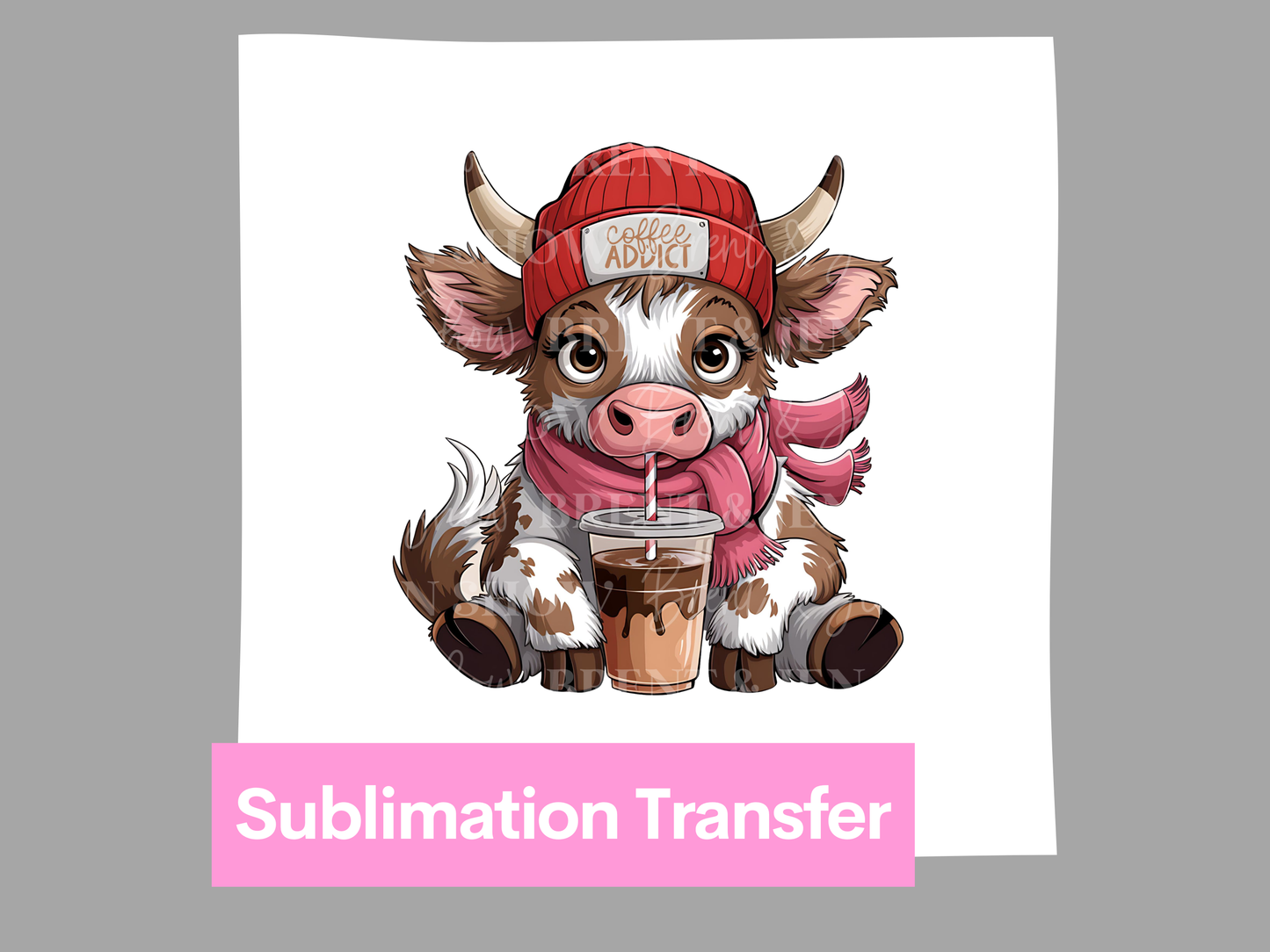 Cow Coffee Addict  Transfer DTF/Sublimation