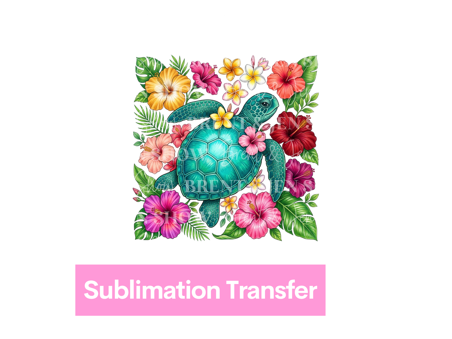 Floral Sea Turtle Transfer DTF/Sublimation