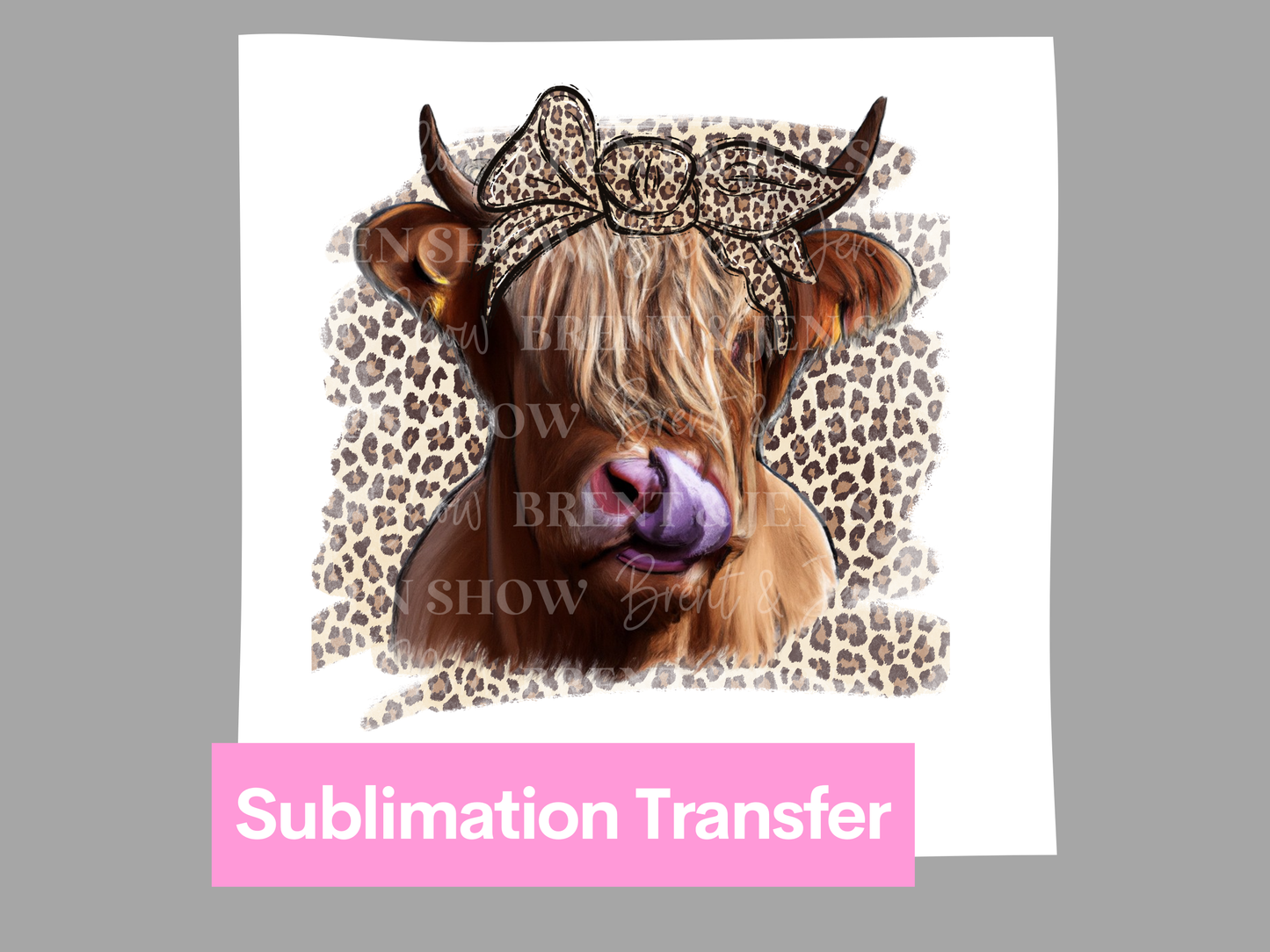 Highland Cow Cheetah Print Transfer DTF/Sublimation