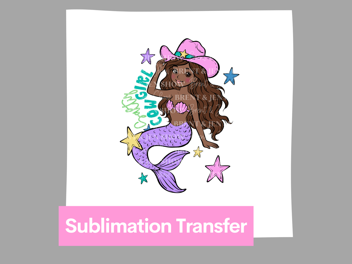 Salty Cowgirl Mermaid DTF or Sublimation Heat Transfer