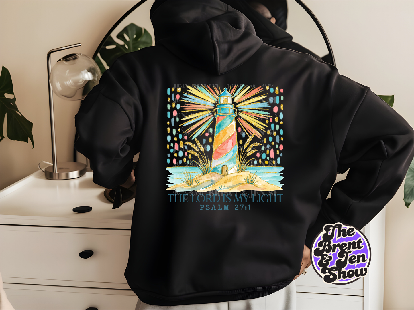 DTF or Sublimation Transfer – Lighthouse Psalm 27:1 Religious Art (Ready-to-Press)