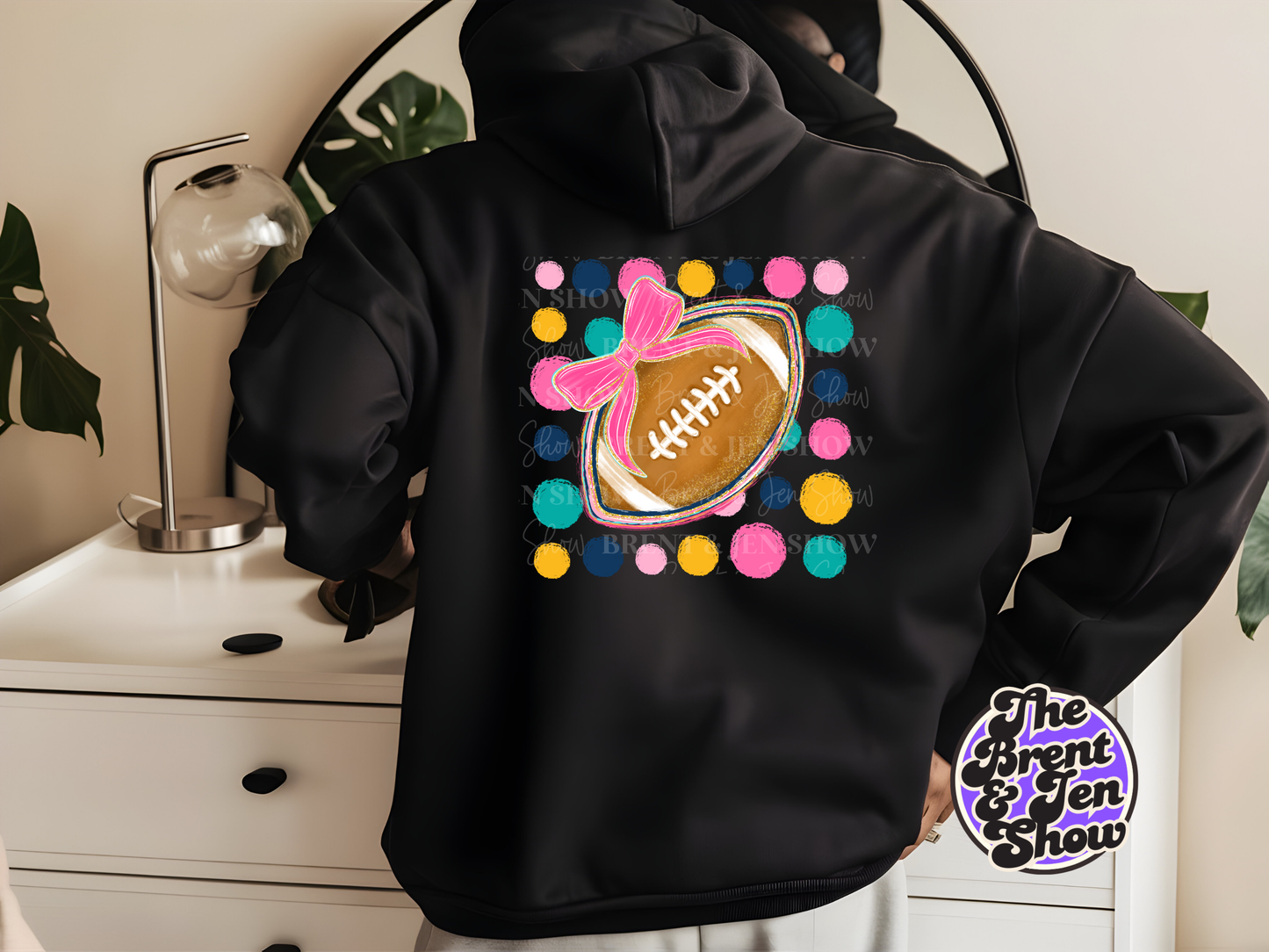 Polka dot Football Bow DTF/Sublimation Transfer, Ready to Press
