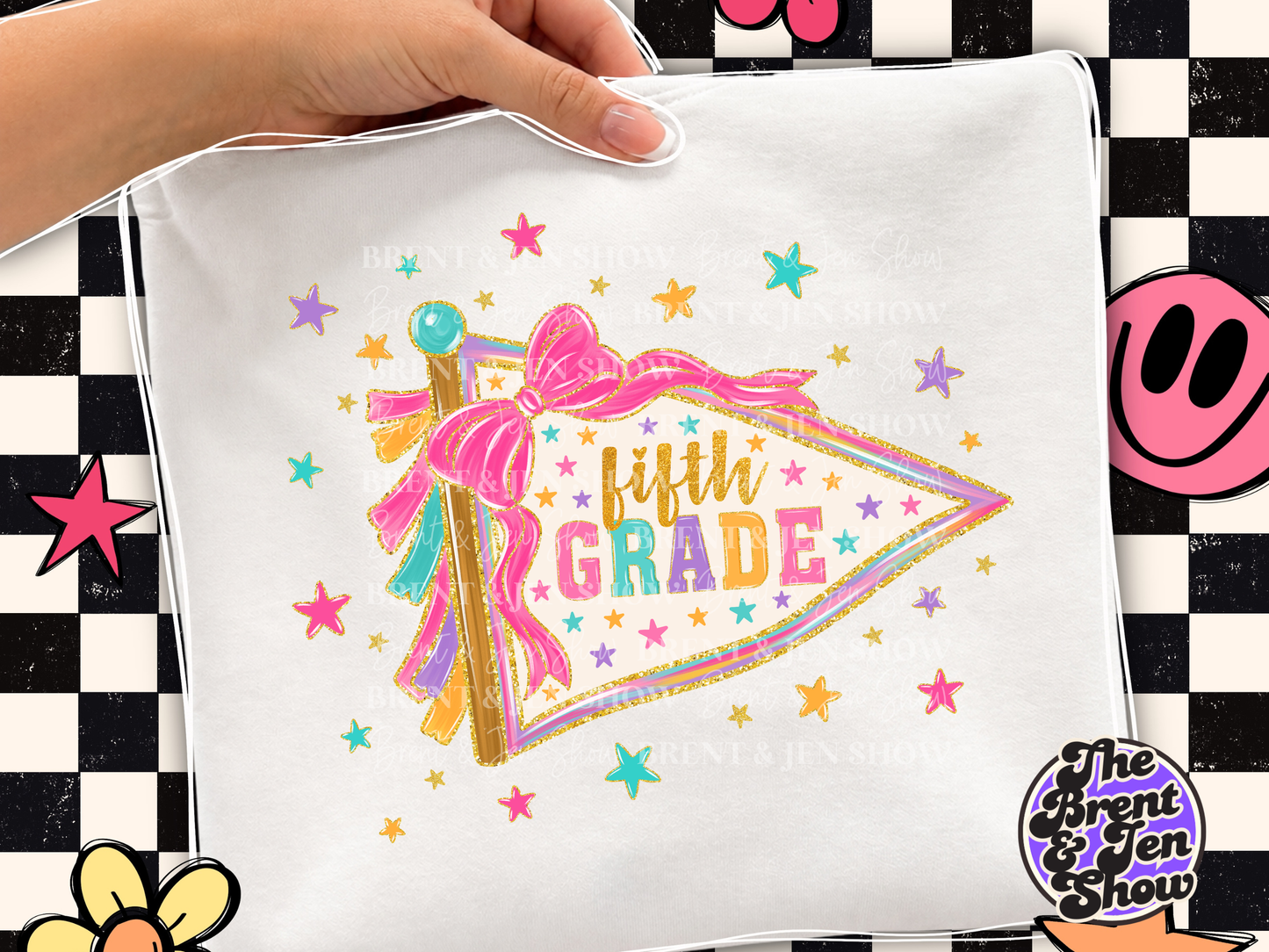 Fifth Grade Preppy Banner DTF/Sublimation Transfer, Ready to Press