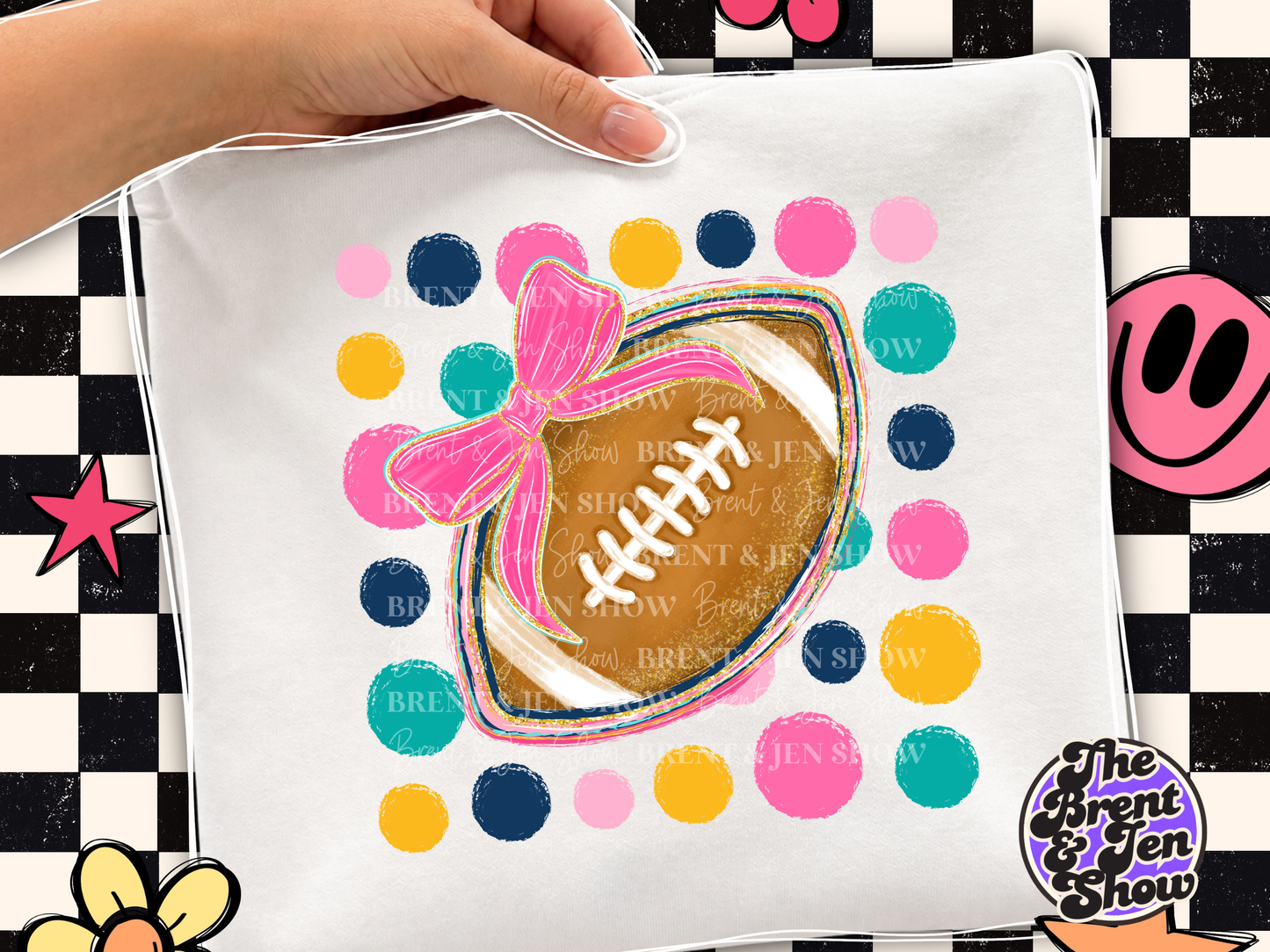 Polka dot Football Bow DTF/Sublimation Transfer, Ready to Press
