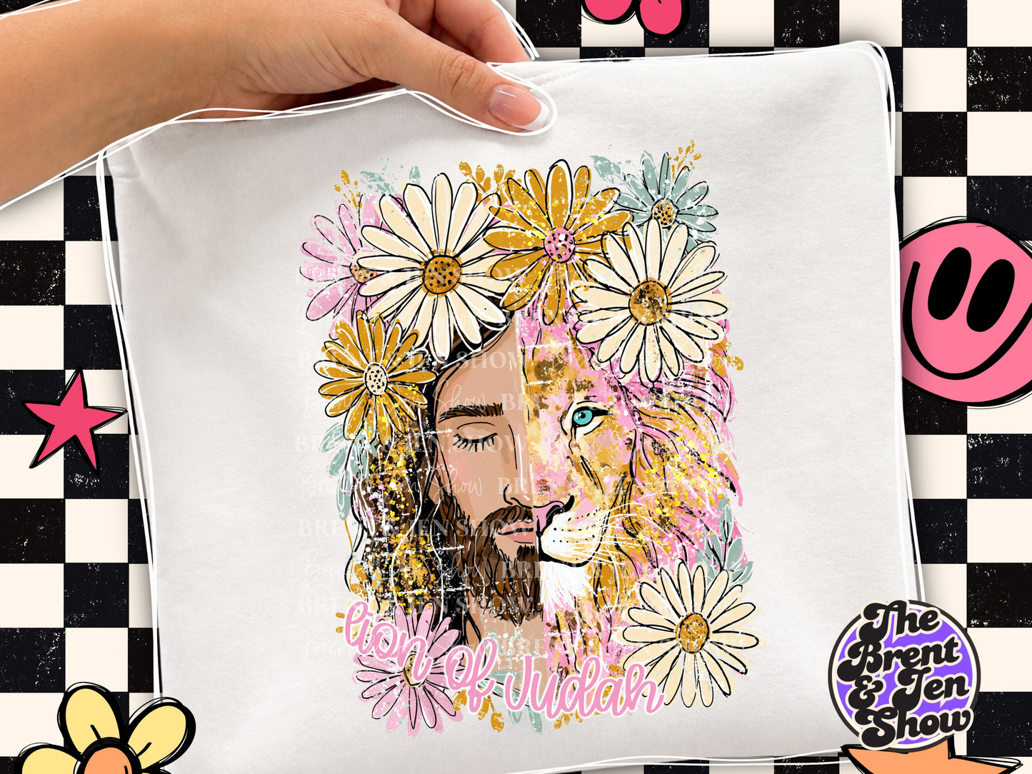 Lion of Judah Daisy Floral DTF/Sublimation Transfer, Ready to Press