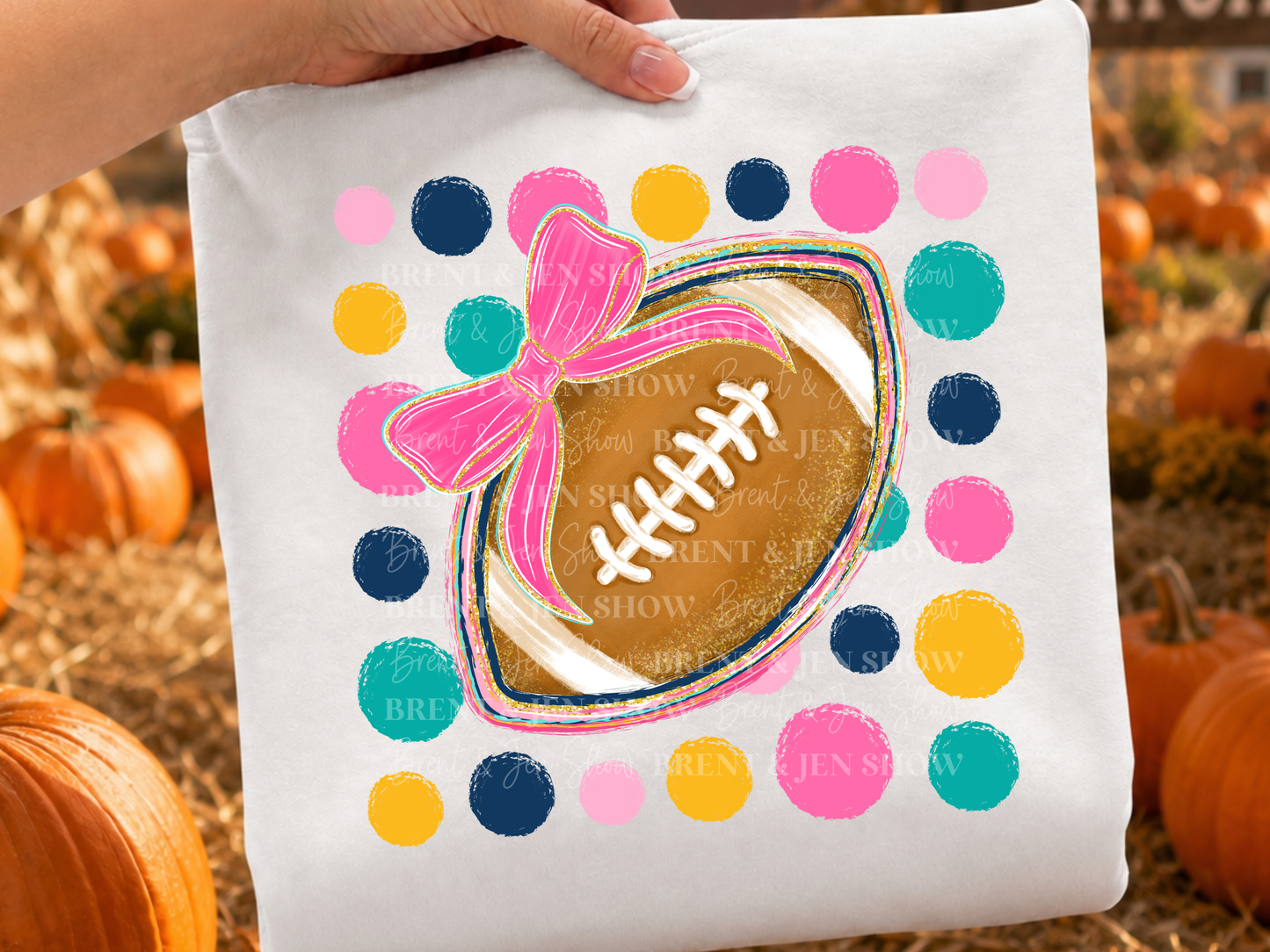 Polka dot Football Bow DTF/Sublimation Transfer, Ready to Press