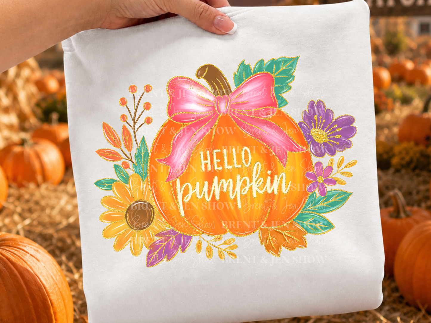 Hello Pumpkin Fall Design DTF/Sublimation Transfer, Ready to Press