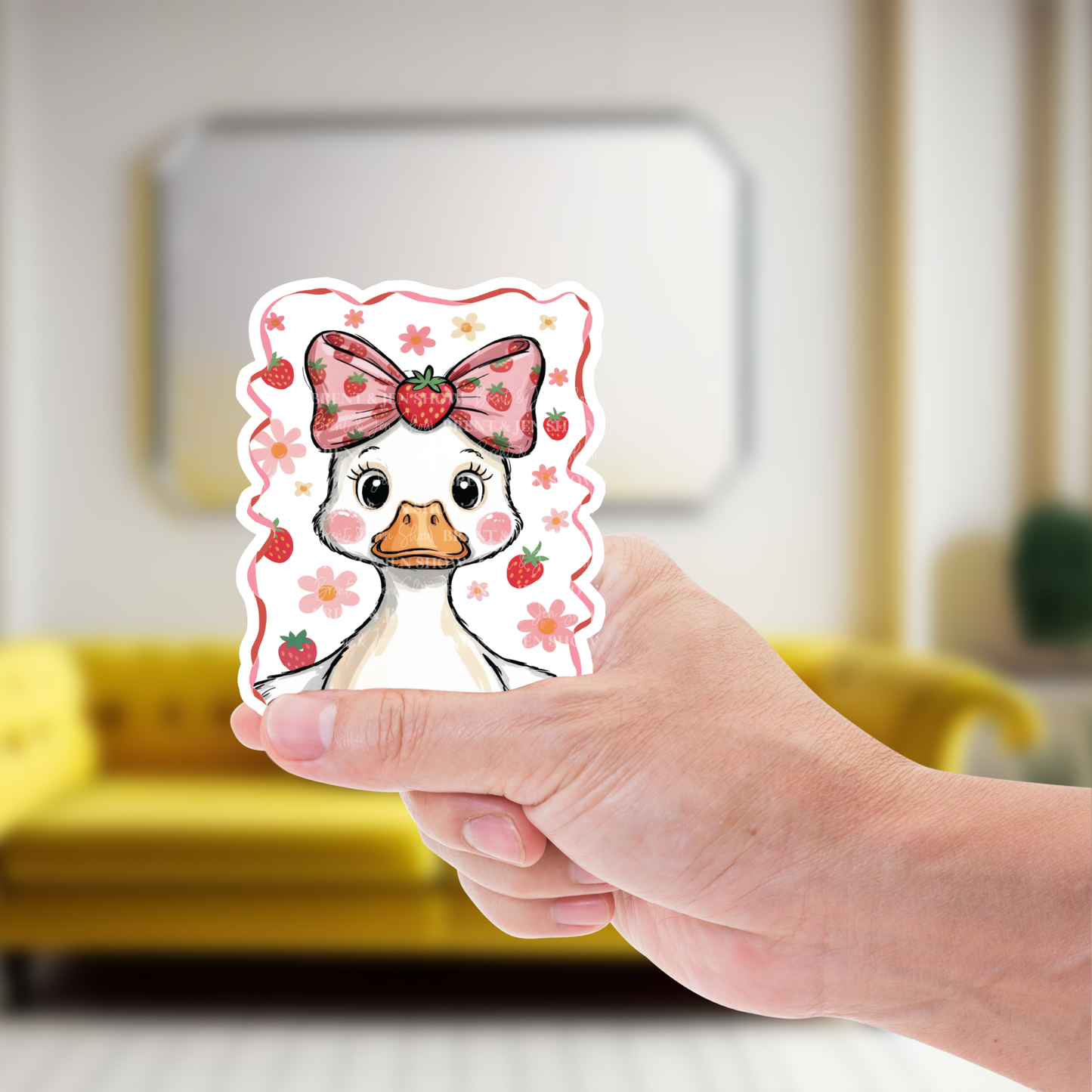 Cute Strawberry Goose Sticker or Car Decal