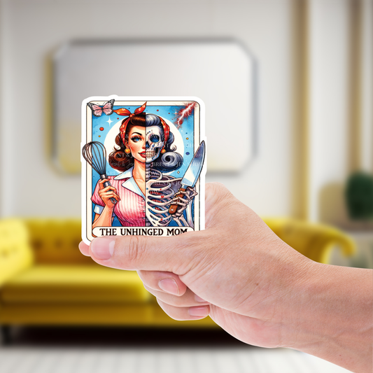 The Unhinged Mom, Tarot Card,  Sticker or Car Decal