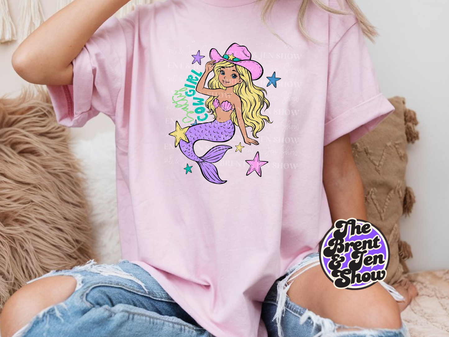 Salty Cowgirl Blonde Mermaid Shirt