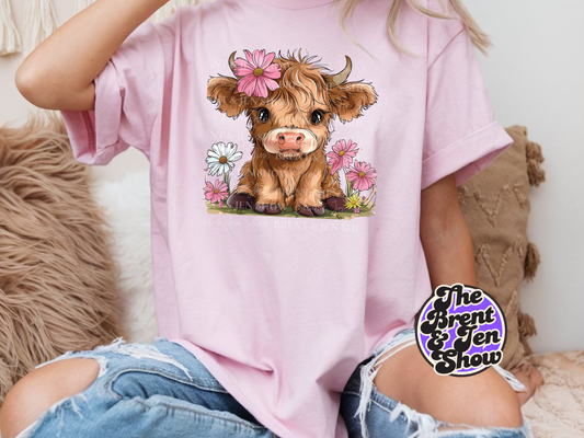 Highland Cow Floral T-Shirt