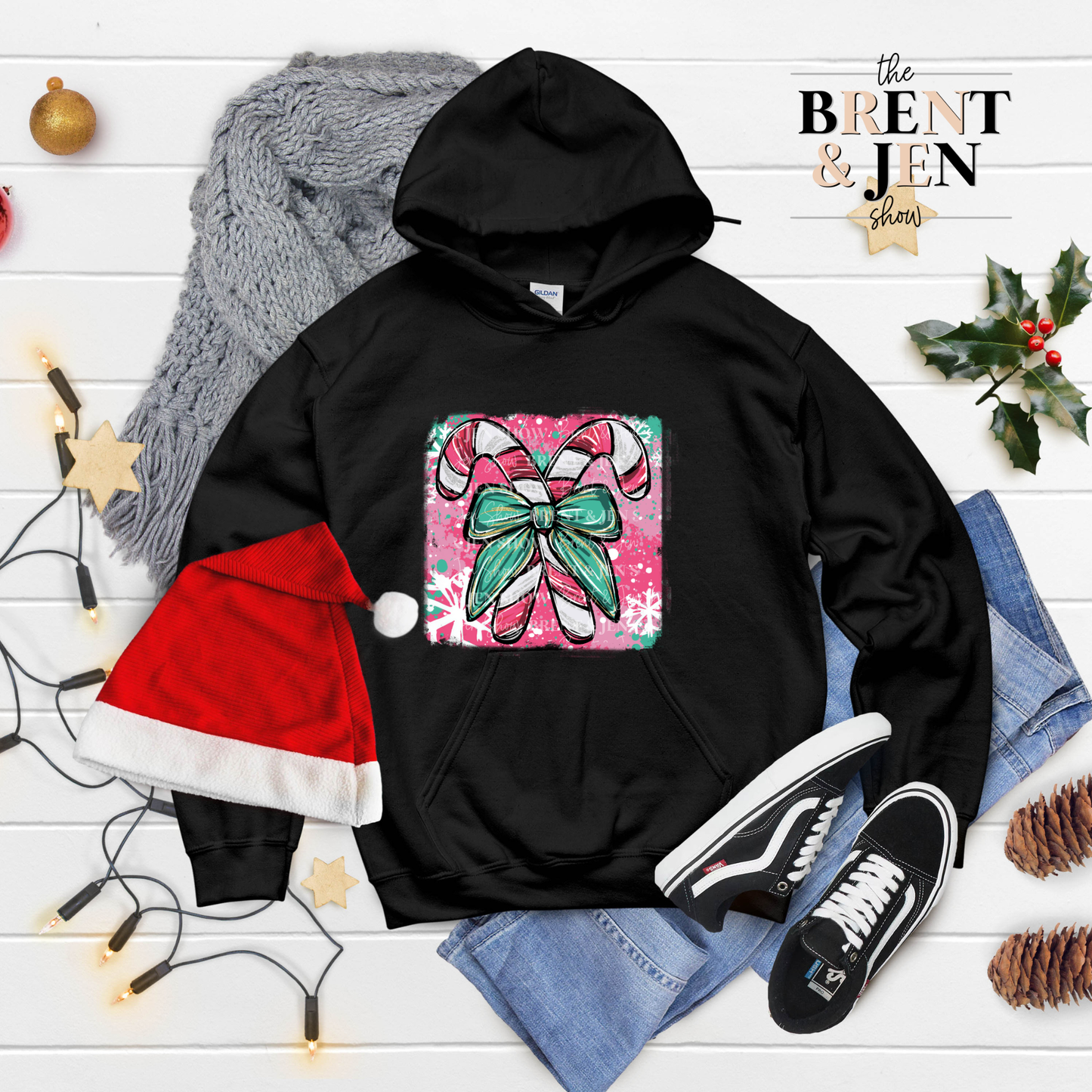 Colorful Christmas Candy Cane Hoodie