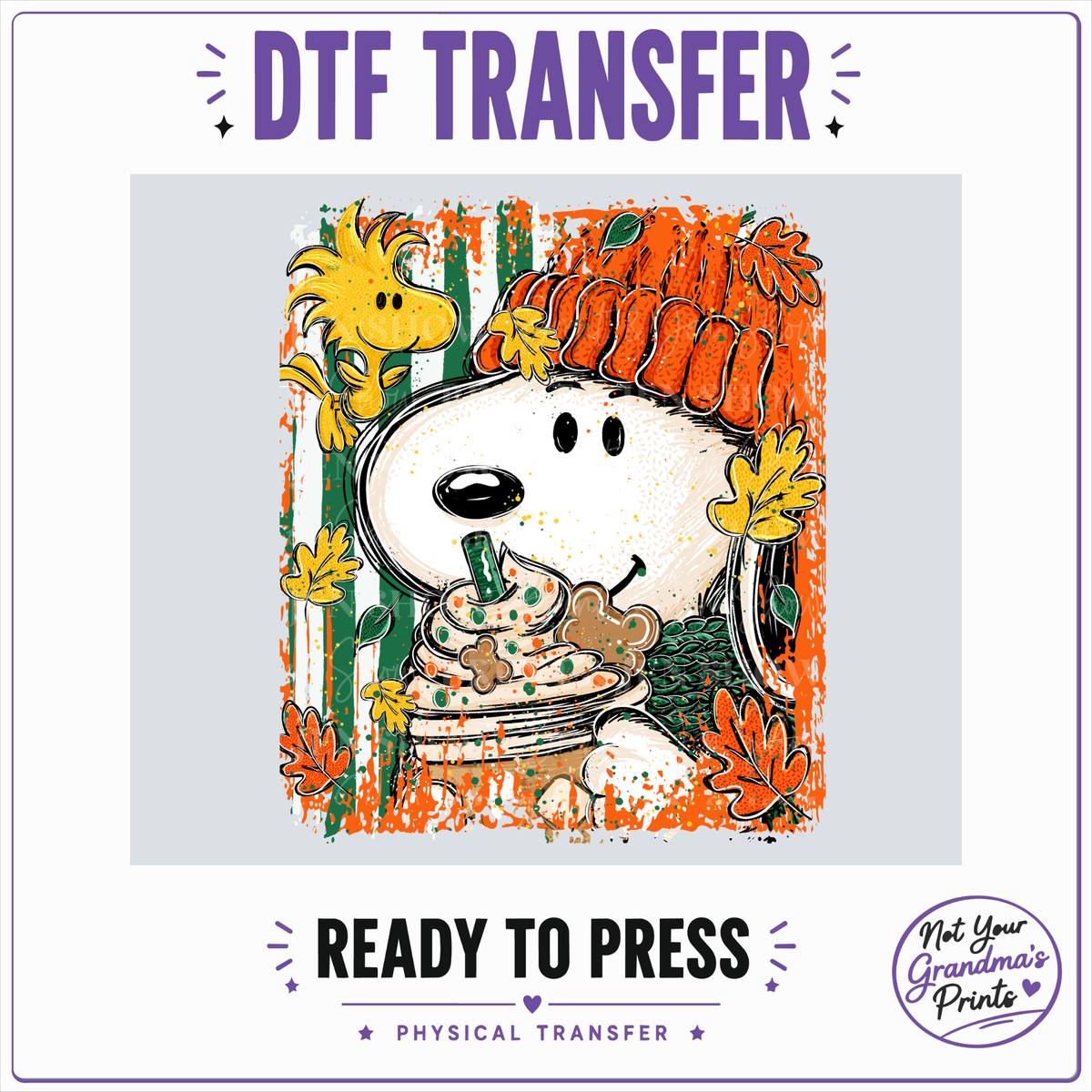 Beagle Bird Pumpkin Spice DTF Transfer: Fall Autumn Print (Ready-to-Press)