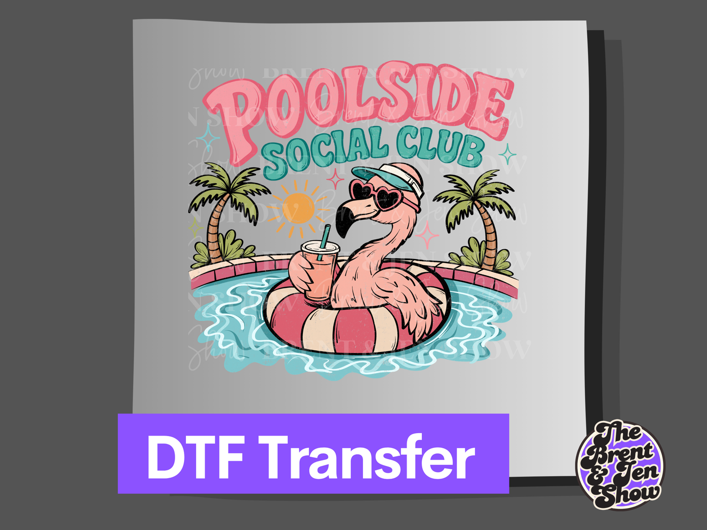 Poolside Social Club Flamingo DTF or Sublimation Transfer