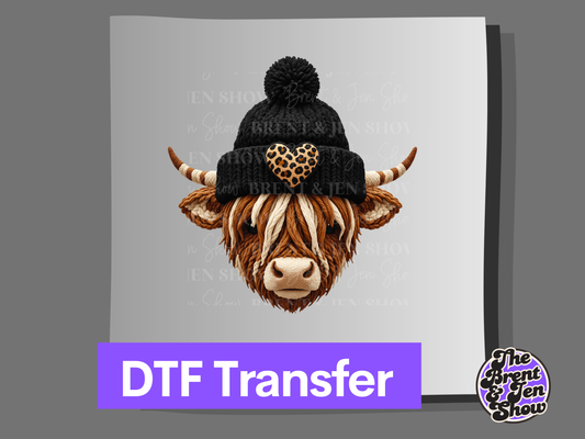 Highland Cow Beanie Yarn Transfer DTF/Sublimation