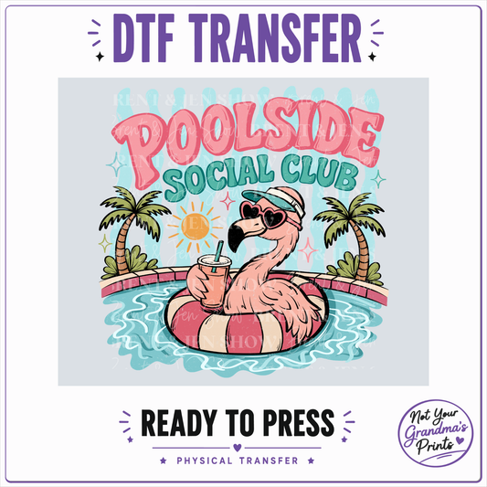 Poolside Social Club Flamingo DTF Transfer
