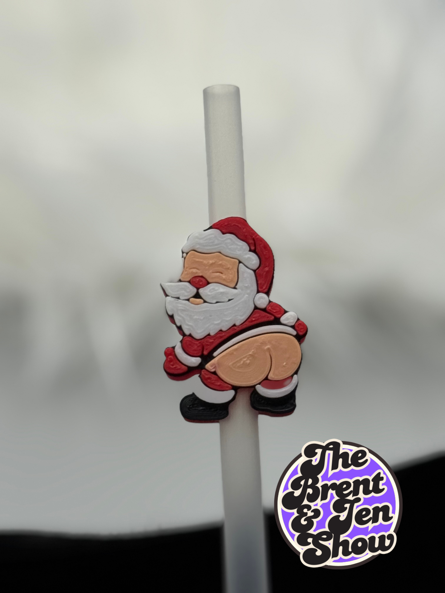 Naughty Santa Mooning Straw Topper - 3D Printed