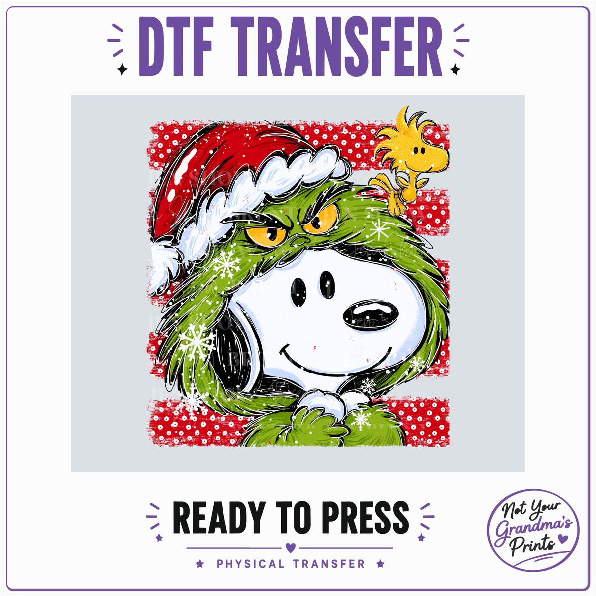 Beagle Green Guy Christmas DTF Transfer, Funny Holiday Ready to Press