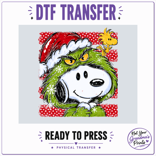 Beagle Green Guy Christmas DTF Transfer, Funny Holiday Ready to Press