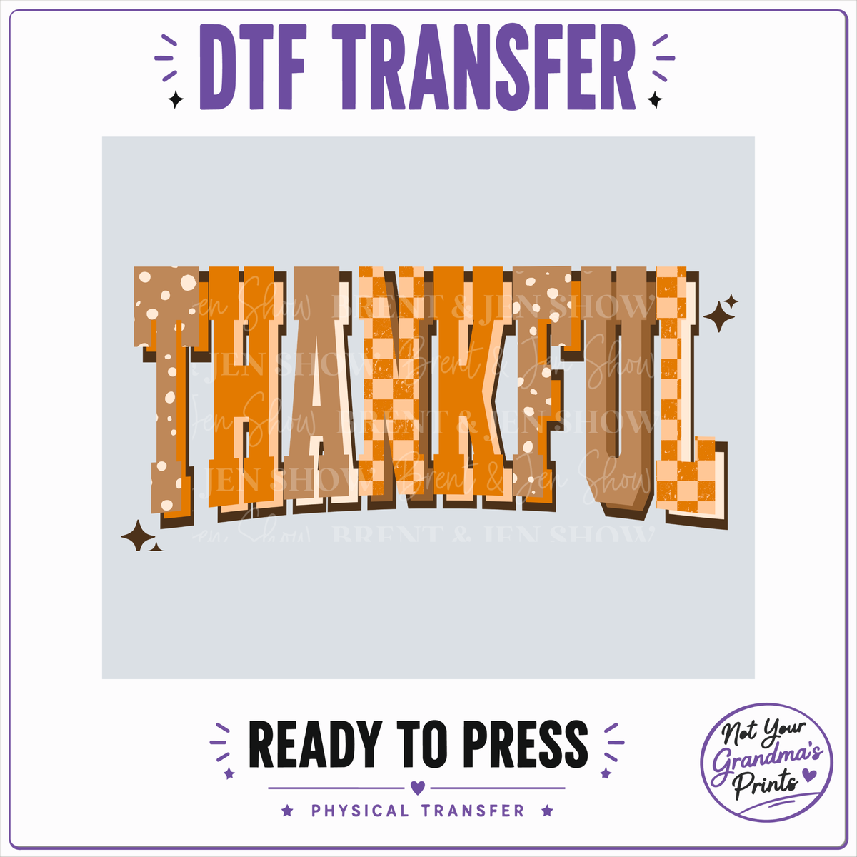 Thankful DTF Transfer: Fall Patterns, Polka Dots, Checkers (Ready-to-Press)