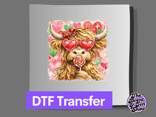 Valentine Highland Cow Transfer DTF/Sublimation