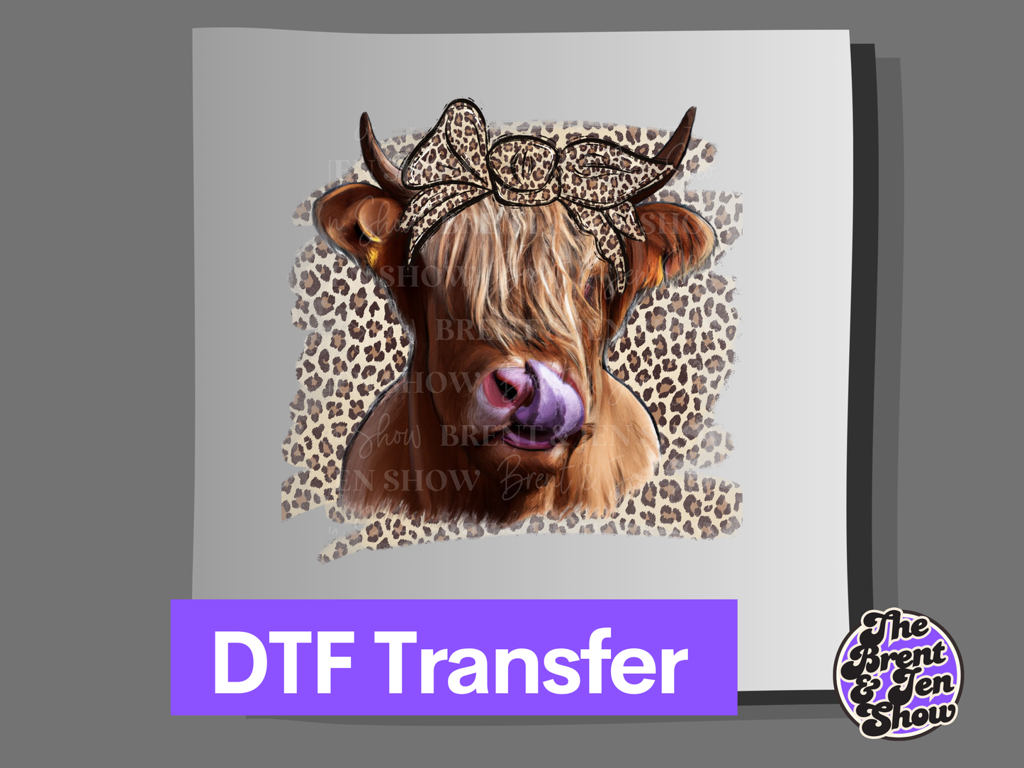 Highland Cow Cheetah Print Transfer DTF/Sublimation