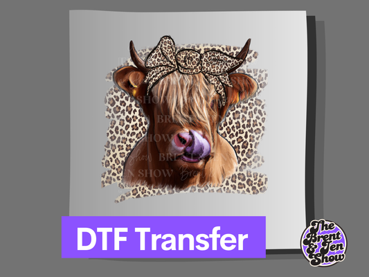 Highland Cow Cheetah Print Transfer DTF/Sublimation