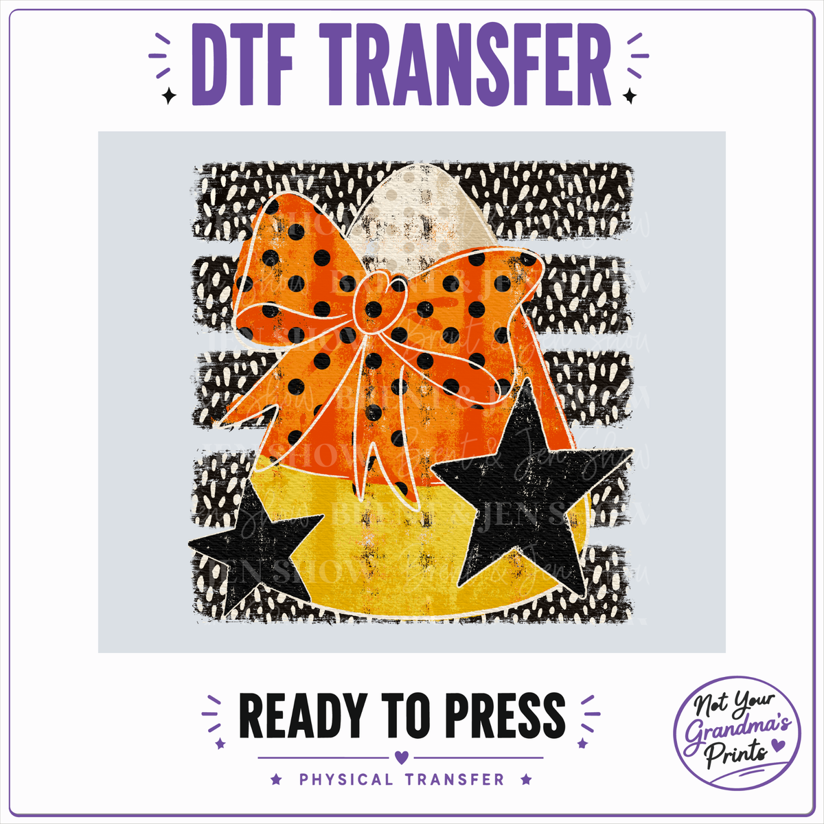 Candy Corn Bow DTF Transfer: Spooky Halloween Shirt Print (Ready-to-Press)