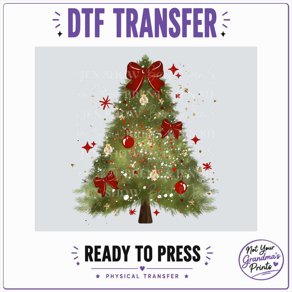 Christmas Tree DTF Transfer: Festive Holiday Print (Ready-to-Press)