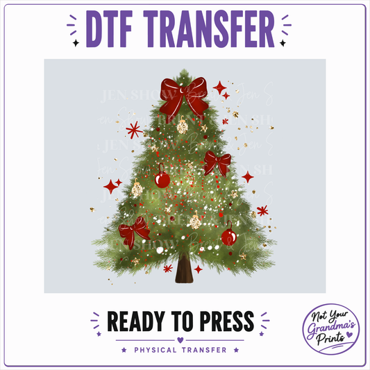 Christmas Tree DTF Transfer: Festive Holiday Print (Ready-to-Press)