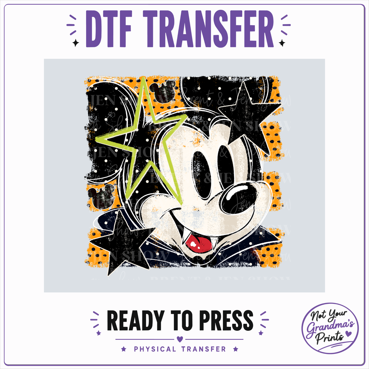 Spooky Mouse Vampire DTF Transfer, Halloween Ready to Press