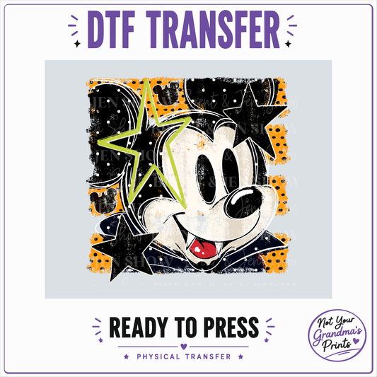 Spooky Mouse Vampire DTF Transfer, Halloween Ready to Press