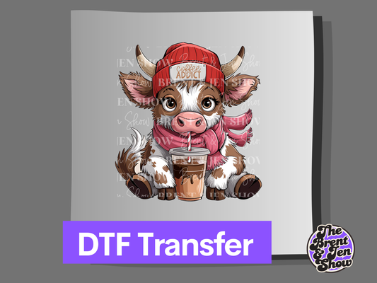 Cow Coffee Addict  Transfer DTF/Sublimation
