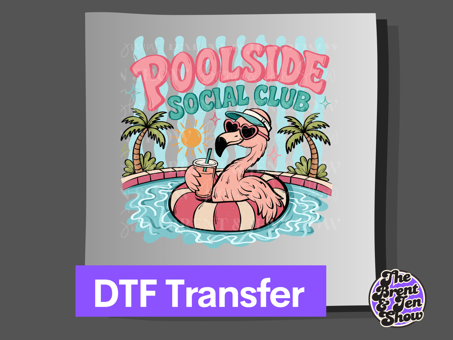 Poolside Social Club Flamingo DTF or Sublimation Transfer