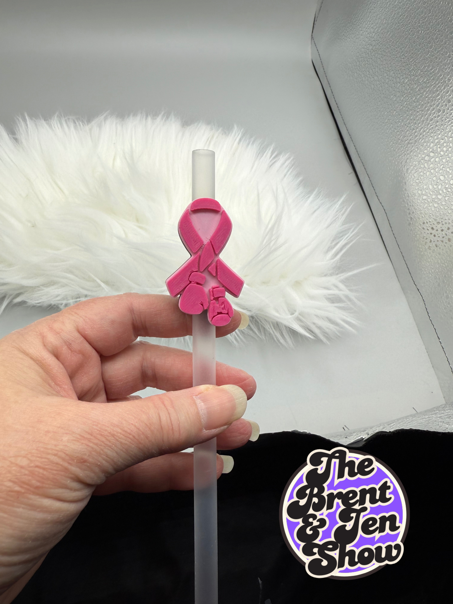 Pink Ribbon & Boxing Gloves Straw Topper - 3D Printed