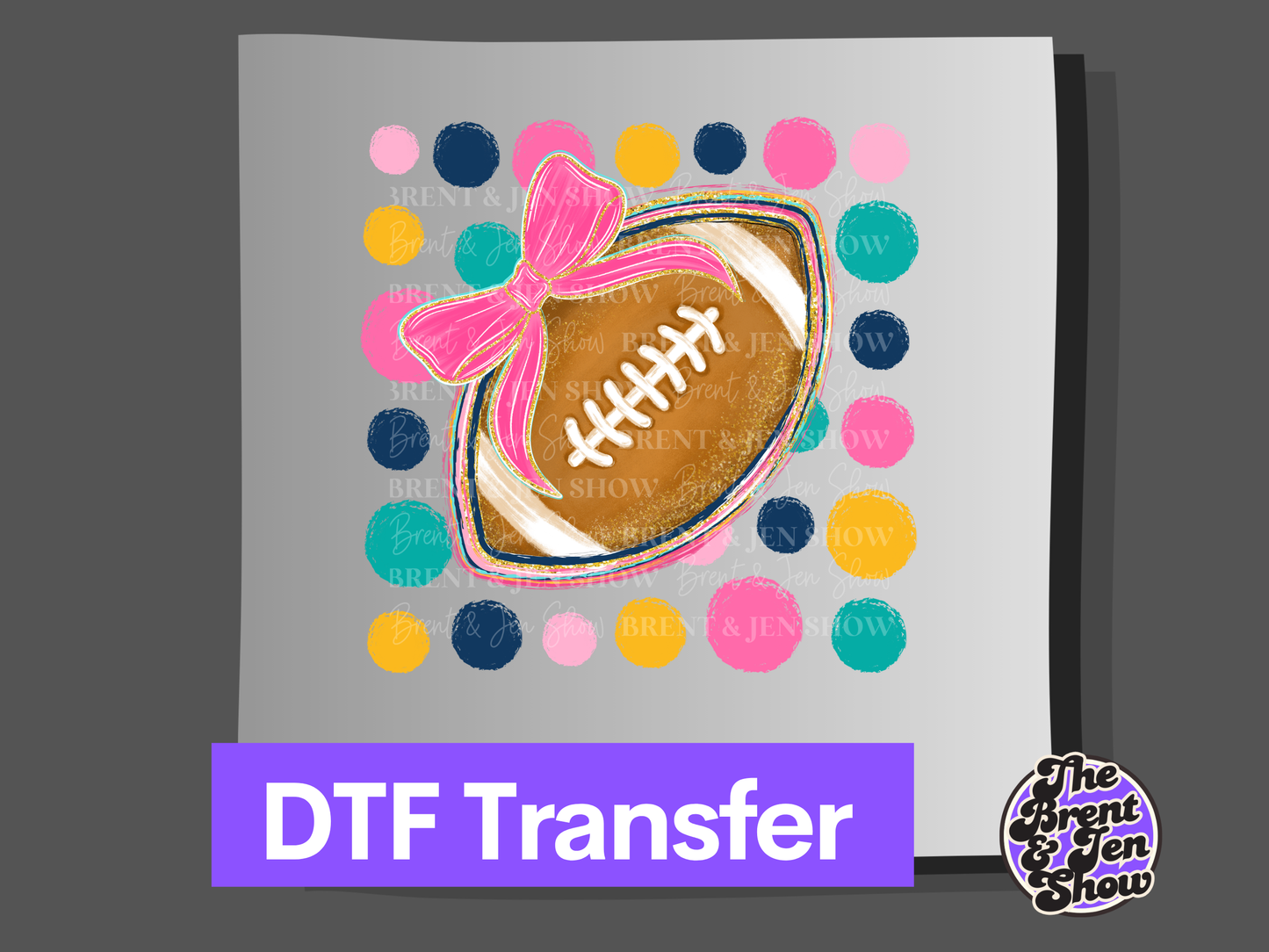 Polka dot Football Bow DTF/Sublimation Transfer, Ready to Press