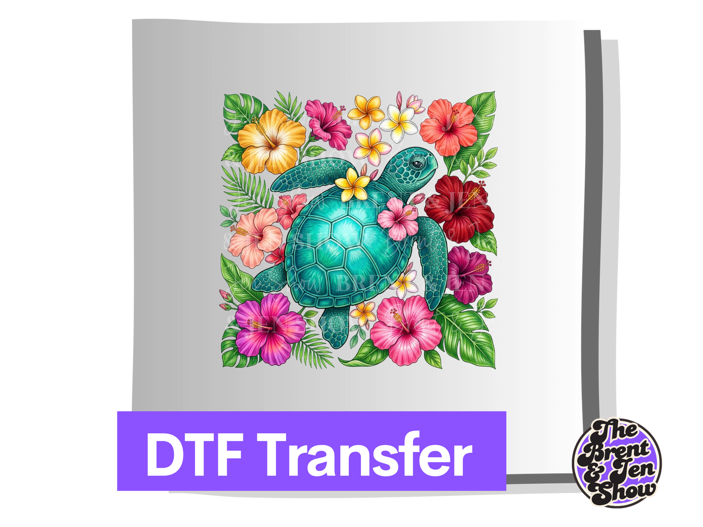 Floral Sea Turtle Transfer DTF/Sublimation
