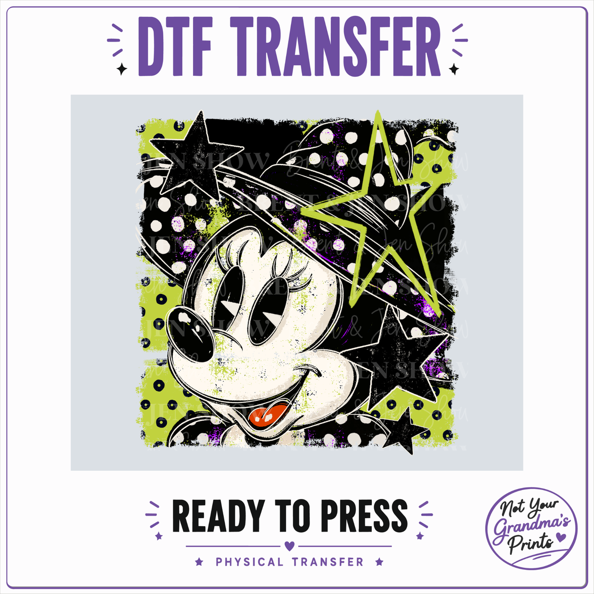 Halloween Girl Mouse Witch DTF Transfer, Spooky Witch Ready to Press