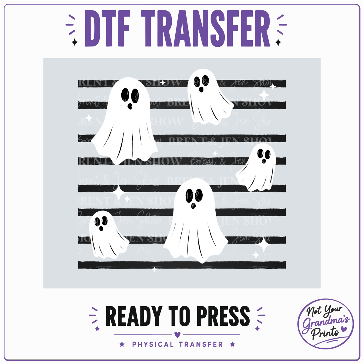 Spooky Ghost DTF Transfer Ready to Press, Retro Halloween Design