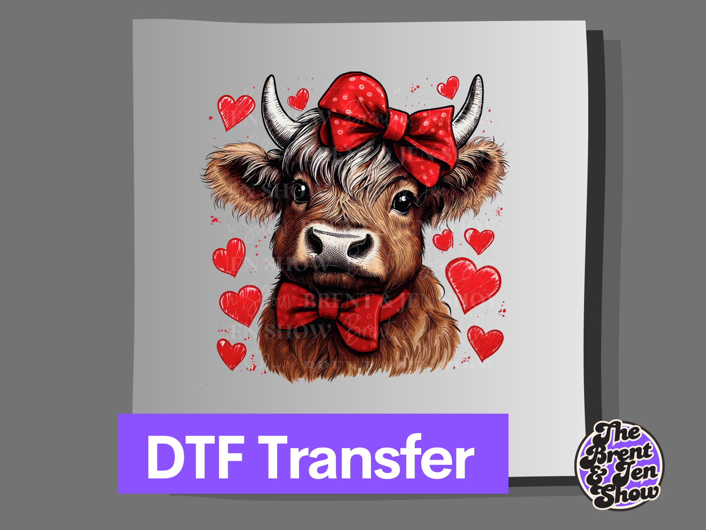 Cow Heart Transfer DTF/Sublimation