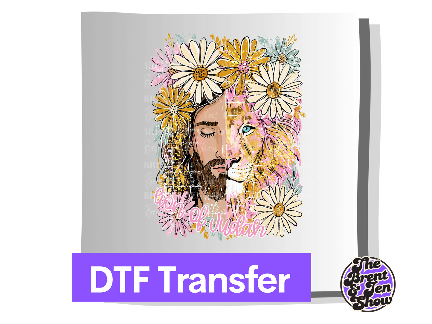 Lion of Judah Daisy Floral DTF/Sublimation Transfer, Ready to Press