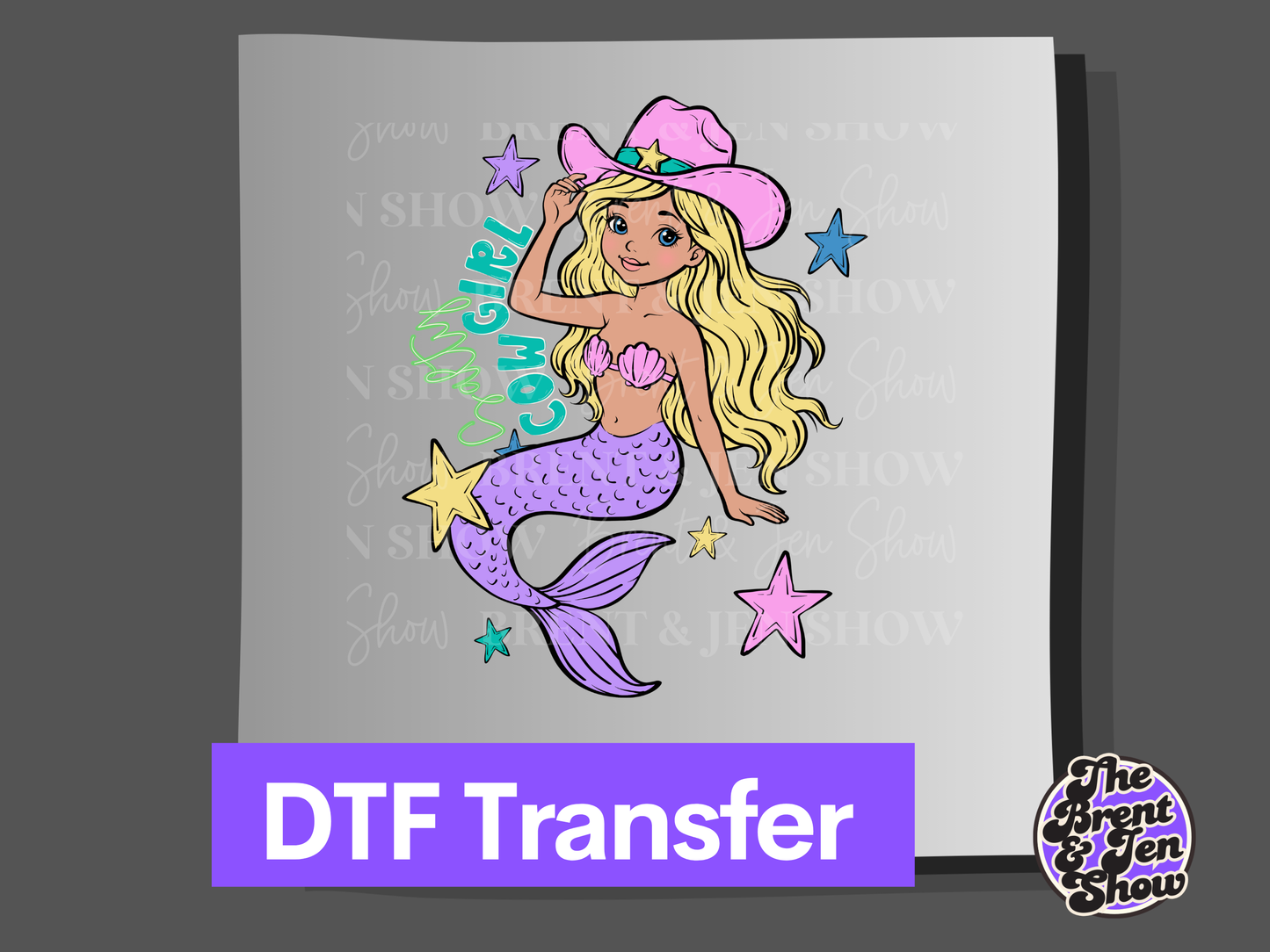 Salty Cowgirl Blonde Mermaid DTF or Sublimation Heat Transfer